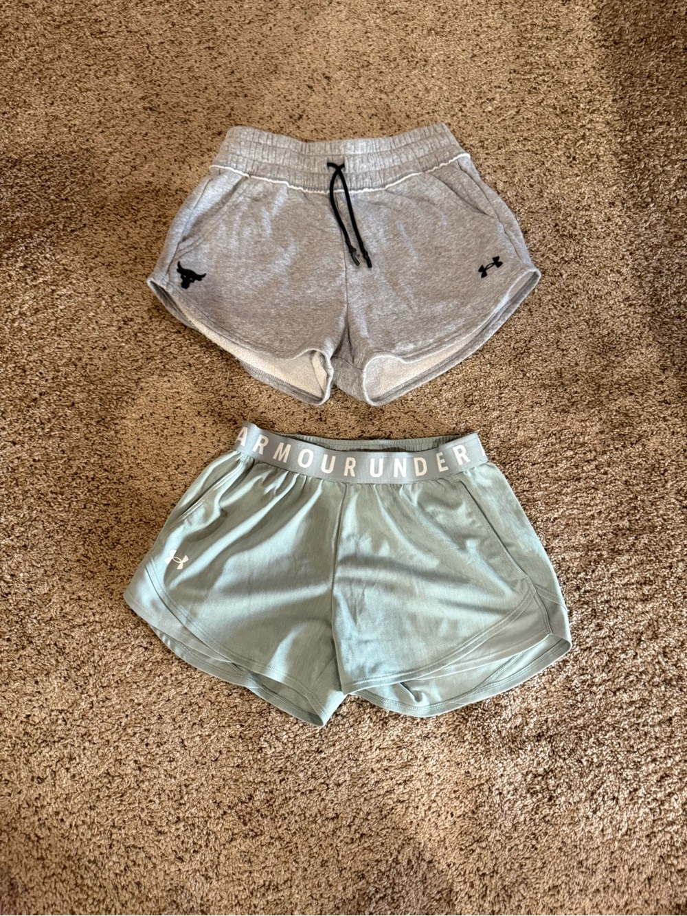 Under Armour Women’s Light Gray and Mint Athletic Shorts - 2-Pack